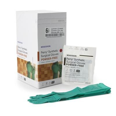 McKesson Perry Performance Plus Surgical Glove Size 6.5 Sterile Polychloroprene Standard Cuff Length Smooth Dark Green Chemo Tested (1044737_CS)