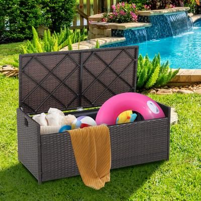 34 Gallon Patio Storage Bench With Seat Cushion & Zippered Liner Durable Outdoor Storage Box & Bench 34 Gallon Patio Storage Bench With Seat Cushion & Zippered Liner Durable Outdoor Storage Box & Bench