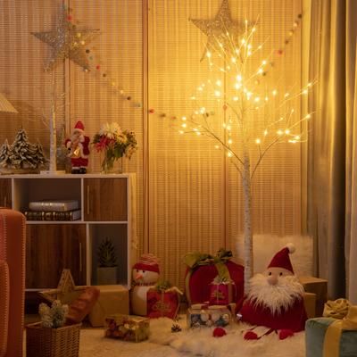 5 Foot Pre Lit White Twig Birch Tree With 72 Warm White LED Lights For Christmas 5 Foot Pre Lit White Twig Birch Tree With 72 Warm White LED Lights For Christmas