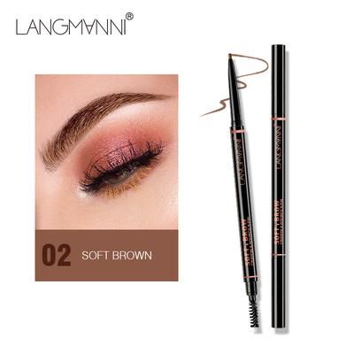 Double headed Rotable Eyebrow Pen, Waterproof 1.5mm Fine Refill, Dual Eyebrow Brush, Wild Natural Brow Precision 02