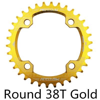 MTB Chainring, Round Narrow Wide Chainwheel, Single Crankset Plate For Mountain Bicycle Upgrade round 38t Gold