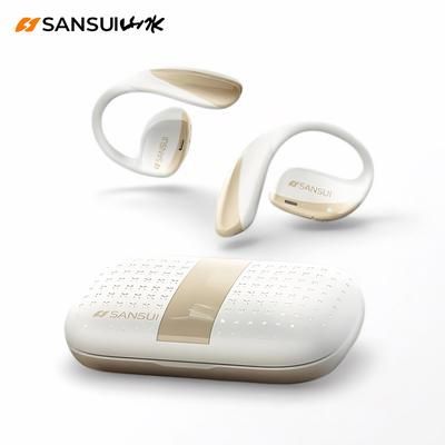T19 Bluetooth Headphones, Spatial Audio Earphones, Deep Bass Open Ear Sports Earbuds, Waterproof IPX6 OWS white