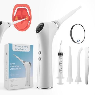 Electric Tonsil Stone Remover Kit, Tonsil Stone Removal Vacuum With LED Light, 3 Suction Modes & Irrigation Syringe Electric Tonsil Stone Remover Kit, Tonsil Stone Removal Vacuum With LED Light, 3 Suction Modes & Irrigation Syringe
