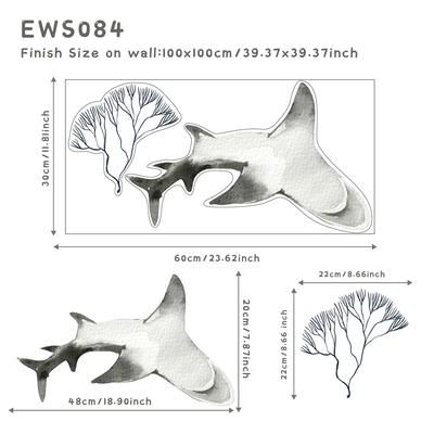 Underwater World Fish Wall Stickers, Waterproof Watercolor Coral Ocean Wall Decals For Bathroom, Nursery, Baby Room ews084 as Picture Shows