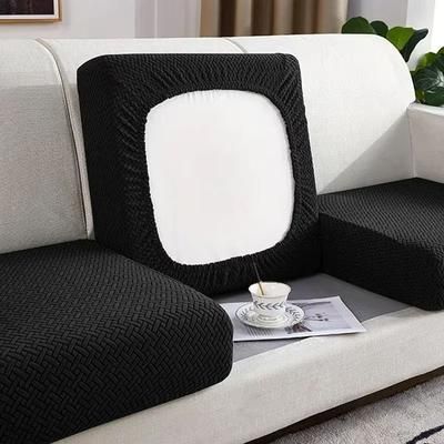 Thick Jacquard Elastic Sofa Seat Cover Protector black plus Size (xl) 1pc