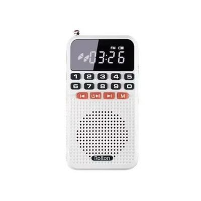 Mini Bluetooth Pocket Radio Portable FM Receiver & Music Player With Flashlight white