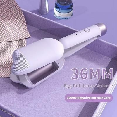 36mm Ceramic Hair Waver Long Lasting Electric Curling Iron For Soft Beach Waves And Volume purple