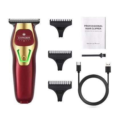 Professional T Blade Hair Trimmer For Men, Rechargeable Electric Clipper, Beard Shaver, Barber Haircut Machine Grooming red