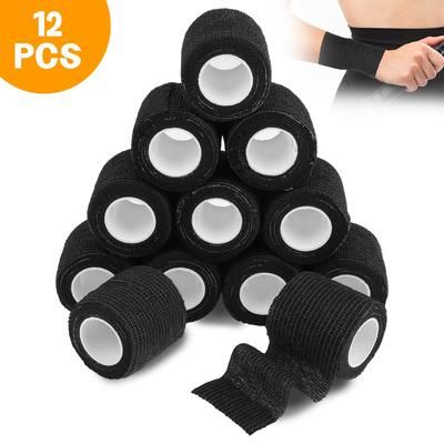 Cohesive Elastic Wrap Grip Tape, Tattoo Self Adhesive Bandage For Wound Care, Sports, Ankle Support, And Tattoo Healing 12pcs