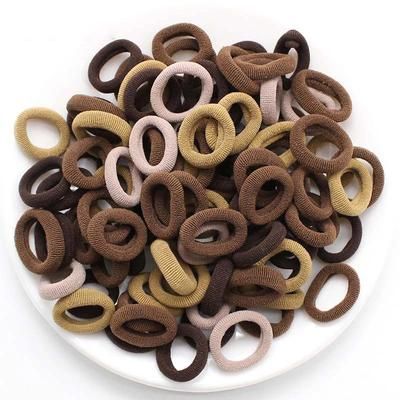 Colorful Nylon Hair Bands For Women & Girls, Soft Elastic Ponytail Holders, Small Hair Ties & Scrunchie Accessories mix Coffee
