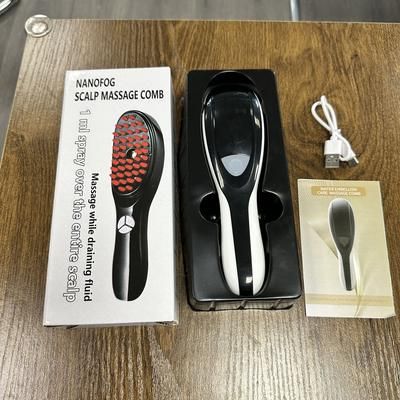 Electric Spray Massage Comb With LED Anti Hair Loss Scalp Therapy Hair Growth Vibration Head Massager Brush black