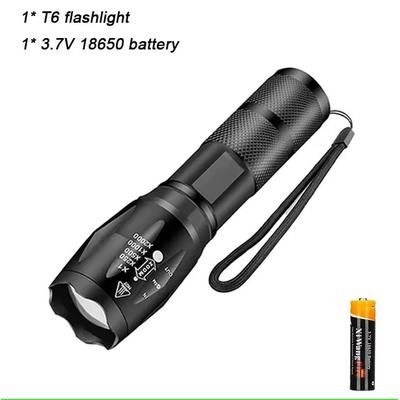 High Power T6 LED Flashlight With Zoom And Waterproof Aluminum Body with 18650 Battery