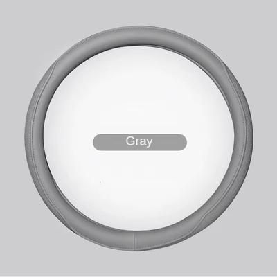 Napa Leather Perforated Steering Wheel Cover Non Slip Breathable 15 Inch gray