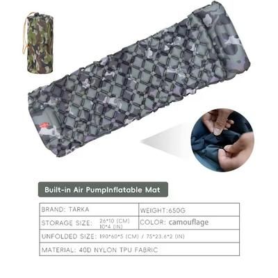 Inflatable Camping Sleeping Pad With Pillow For Hiking And Outdoor Travel camo
