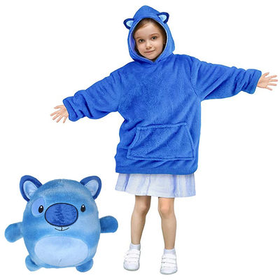 Ultra Soft Animal Plush Hoodie Convertible Stuffed Toy & Hoodie For Kids Blue