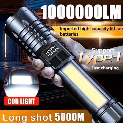 High Power Rechargeable LED Flashlight With Side Light High Power Rechargeable LED Flashlight With Side Light
