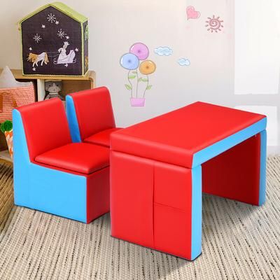 Multi Functional Convertible Kids Play Sofa & Table Chair Set 2 in 1 Space Saving Childrens Furniture Multi Functional Convertible Kids Play Sofa & Table Chair Set 2 in 1 Space Saving Childrens Furniture
