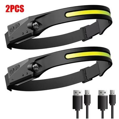 Sensor Headlamp LED, Rechargeable Head Flashlight With 3 Lighting Modes For Fishing, Camping & Outdoor Adventures 2 pcs