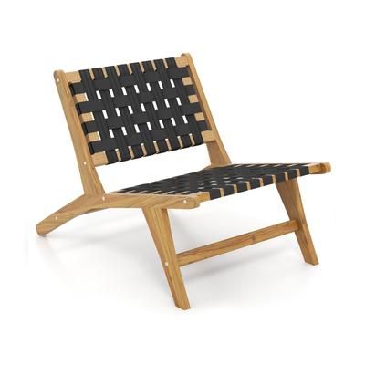 Modern Indoor Patio Teak Wooden Chair, Ergonomic Woven Webbing Backrest & Seat, Stylish Accent Chair For Outdoor Decor Modern Indoor Patio Teak Wooden Chair, Ergonomic Woven Webbing Backrest & Seat, Stylish Accent Chair For Outdoor Decor