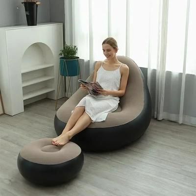 Inflatable Lazy Sofa Folding Recliner With Footrest, Outdoor Sofa Bed With Footboards Combination For Living Room coffee