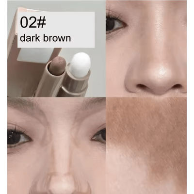 Double Ended Contour And Highlight Stick Waterproof Cream Makeup For Sculpted, Radiant Skin 02 Dark Brown