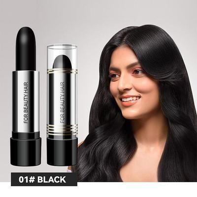 Instant One Time Hair Dye Pen, Lipstick Style Temporary Hair Dye To Cover White Hair Modify Cream black
