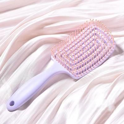 Hollow Out Hair Brush, Elastic Scalp Massage Comb For Fast Blow Drying & Hair Styling light Purple