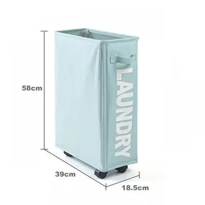 Waterproof Foldable Storage Basket, Large Capacity Laundry & Yoga Mat Bag On Wheels blue