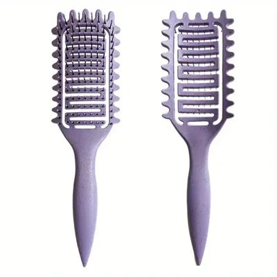 3 In 1 Curl Define Styling Brush, Hair Comb For Tangled Hair, Hollow Out Brush For Shaping Defining Curls 1pc Purple