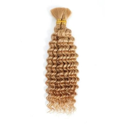 Brazilian Virgin Human Hair Deep Wave Bulk, No Weft Braiding Hair For Boho Braids brown 18inches