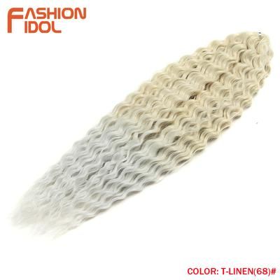 Ariel Hair Water Wave Crochet Braids, Synthetic Twist Curly Hair Ombre Blonde Brown Deep Wave Braiding Hair Extensions t linen(68) 24inches 60cm