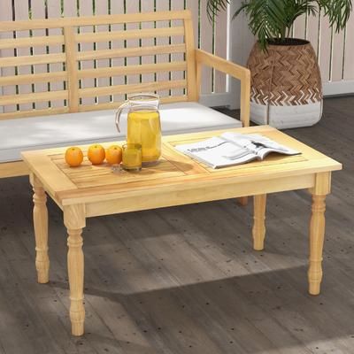 Patio Coffee Table With Solid Teak Wood Structure, Slatted Tabletop Outdoor Indoor Side Table Patio Coffee Table With Solid Teak Wood Structure, Slatted Tabletop Outdoor Indoor Side Table