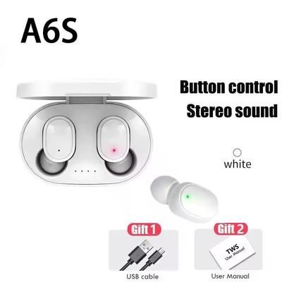 TWS A6S Wireless Bluetooth Earbuds With Mic And Noise Cancelling For Android Devices white