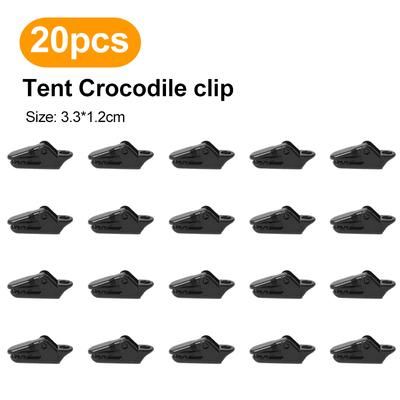 Heavy Duty Sturdy Tent Clips Anti Wind Tarpaulin Clips & Crocodile Clamp Hooks For Secure Outdoor Camping 20pcs