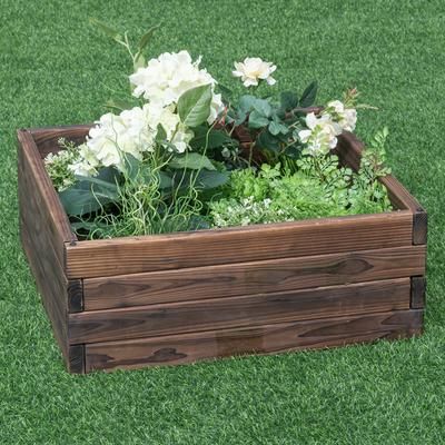 Square Raised Garden Bed For Flowers & Vegetables, Wood Planter Box For Seeds & Plants Square Raised Garden Bed For Flowers & Vegetables, Wood Planter Box For Seeds & Plants