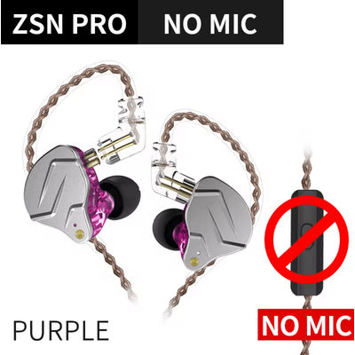 KZ ZSN PRO Hybrid In Ear Earphones purple No Mic