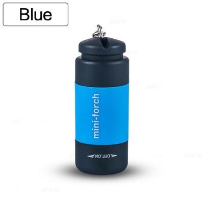USB Rechargeable LED Keychain Flashlight, Waterproof, Strong Light, Pocket Sized Mini Torch For Outdoor Hiking & Camping blue