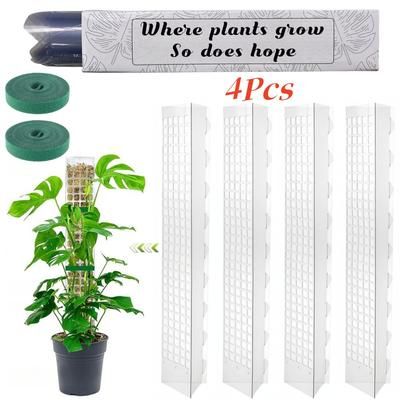 Moss Stick For Plants Growth Durable Climbing Plant Support For Indoor & Outdoor Gardening 4pcs moss Pole 24in 60cm