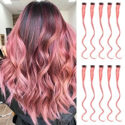 Colorful Curly Hair Extensions, Synthetic Long Hairpiece For Girls, Women & Kids (Perfect Party Wig) rouge 22 Inches