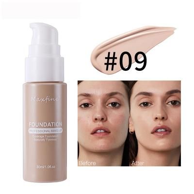 Lightweight Liquid Foundation With Full Coverage, Oil Control, Waterproof & Sweat Resistant Concealer 09