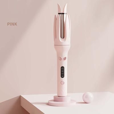 CurlEase 28mm Automatic Hair Curler Negative Ions Rotating Ceramic Wand pink