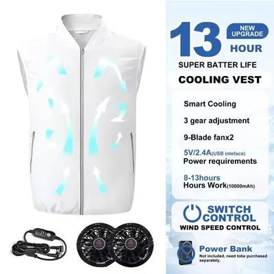 Rechargeable Electric Cooling Fan Vest For Outdoor Work And Hiking m white