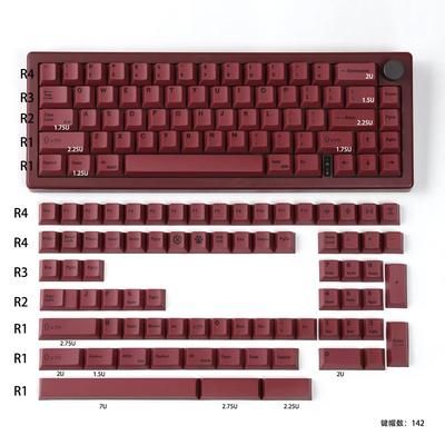 GMK Minimalist Red 140 Key Keycap Set Cherry Profile Japanese PBT Dye Sub Keycaps For MX Mechanical Keyboards english 142