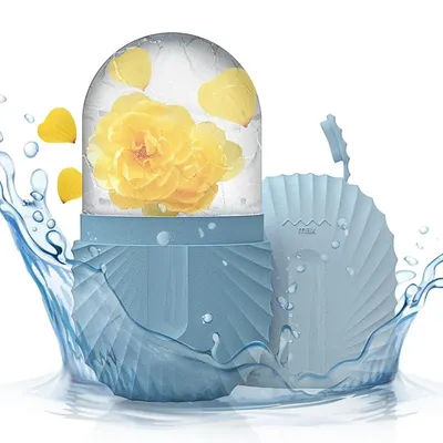 Ice Face Roller & Beauty Massage Mold, Silicone Ice Cube For Puffiness, Pores & Glowing Skin blue