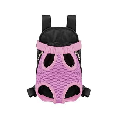 Double Shoulder Breathable Portable Travel Pet Dog Carrier Backpack Mesh Carrier Front Bag For Small Dogs And Cats pink xl