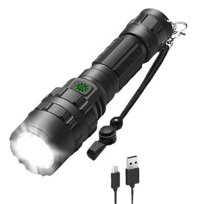 LED Tactical Flashlight With Gun Mount USB Rechargeable Waterproof Hunting Torch package A without Battery