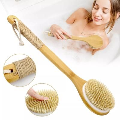 Bath Body Brush With Soft Bristles, Long Bamboo Handle Back Scrubber For Shower, Anti Slip Grip Bath Body Brush With Soft Bristles, Long Bamboo Handle Back Scrubber For Shower, Anti Slip Grip