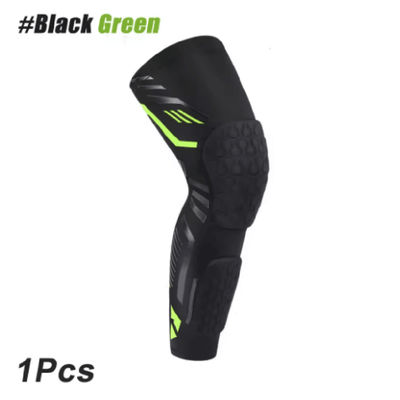 FlexGuard Knee Compression Sleeve Long Padded Support For Soccer, Running & Sports Recovery black Green m