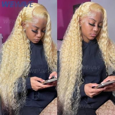 Wig Blonde Human Hair, Curly Lace Front Wig, Pre Plucked Bleached Knots HD Lace Wig For Black Women 13x4 Frontal Wig 30inches 200 Density