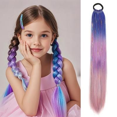 SparklePop Tinsel Ponytail Extension Colorful Braiding Hair Tie For Girls p c27 24 Inches